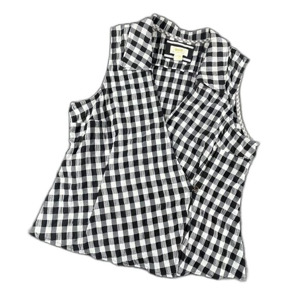 Maeve Tops - Maeve Anthropologie Gingham Wrap Sleeveless Top 16 Black White Blouse Summer